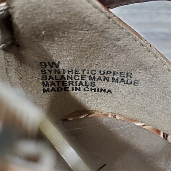 Lane Bryant Women's Brown Faux Reptile Double Strap Heels Shoes Open Toe SZ 9W - Picture 8 of 15